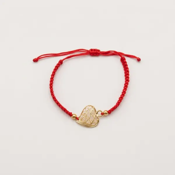 Pulseira Coração Fino Vermelha
