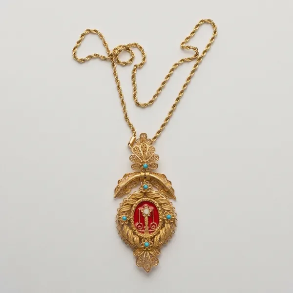 Colar Custódia Grande Banhado a Ouro