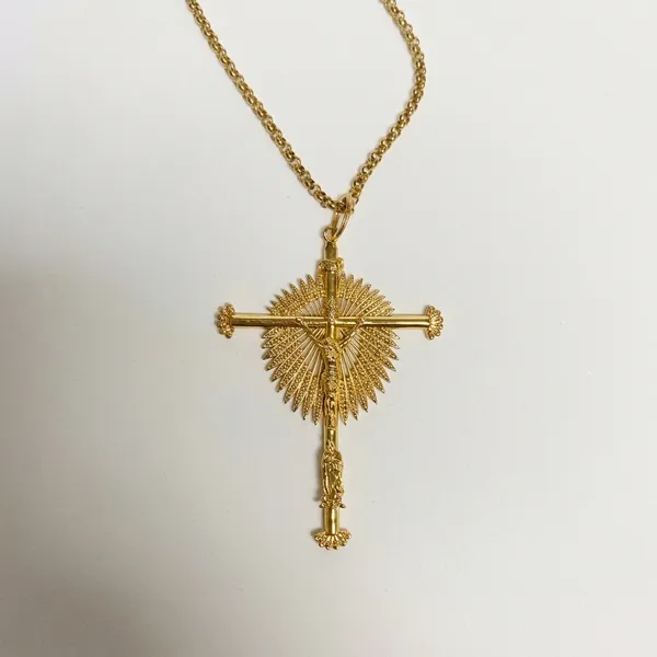 Colar Cruz de Cristo Banhado a Ouro